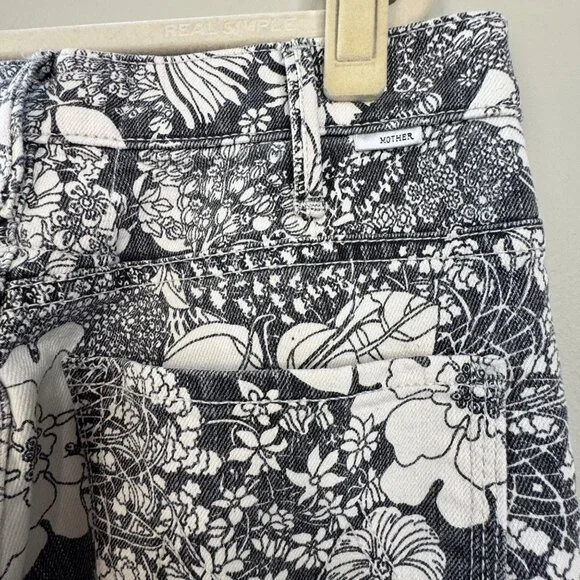 MOTHER The Hustler Ankle Jeans Women's 26 French Fairy Tale Black & White Pants - Picture 5 of 12